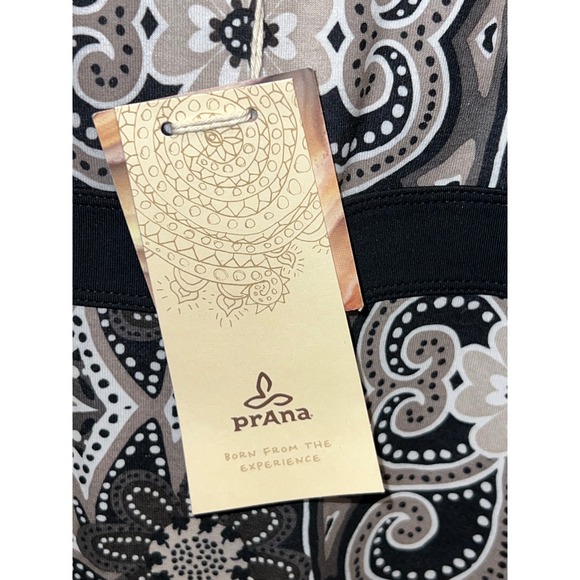 NEW Prana Veeda Tank Top Womens Medium Black Paisley Floral Strappy Shelf Bra - Picture 2 of 7